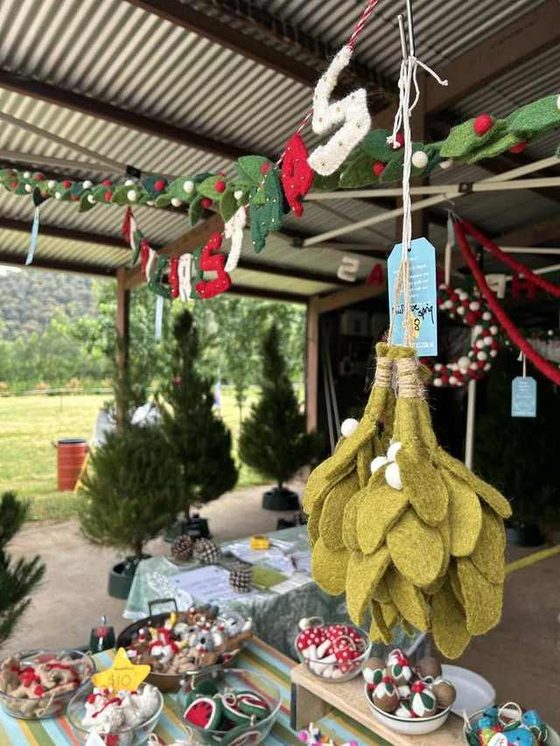Felt decorations at the Sky Gypsies stall